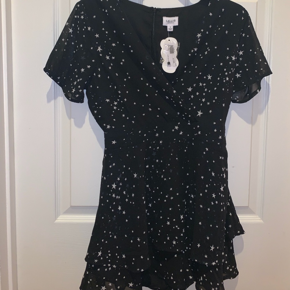 LE LIS Collection Black&White Star Romper